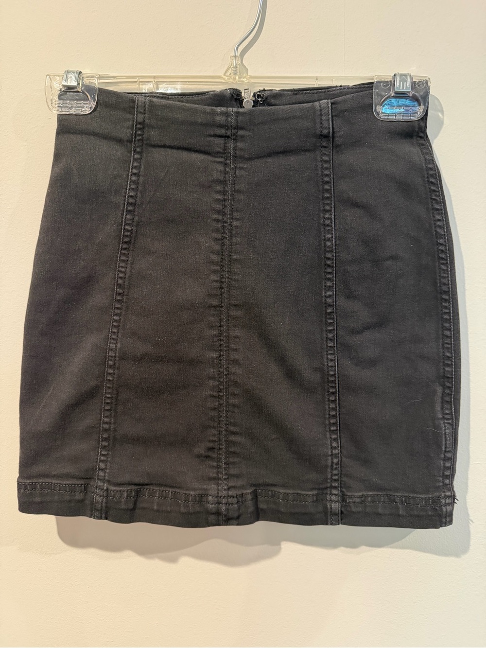 Free People Black Paneled Denim Mini Skirt